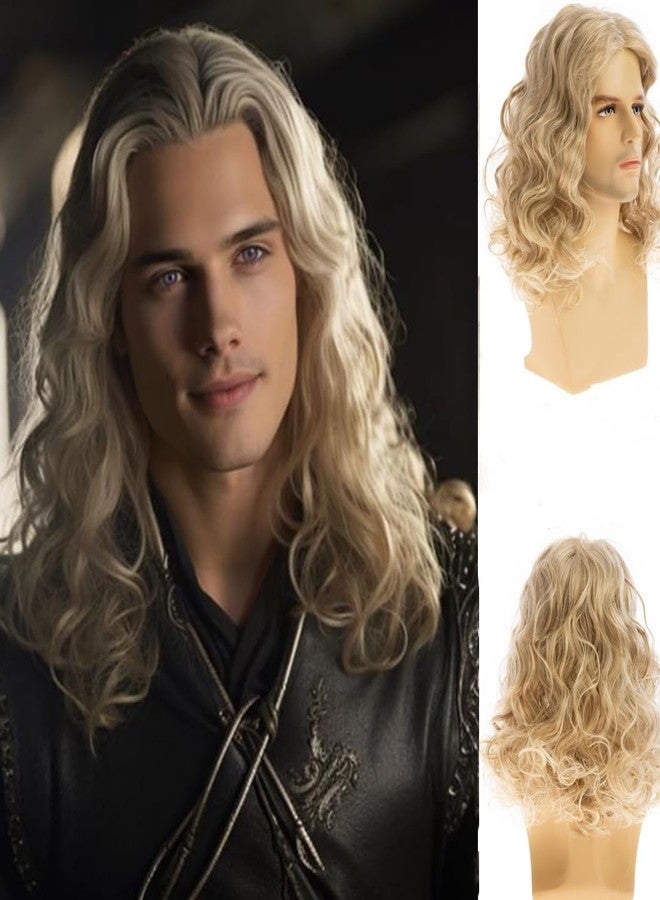Wiwige Mens Wig Long Curly Wavy Blonde Wig for Males Halloween Cosplay Costume Synthetic Replacement Wigs - Image 1